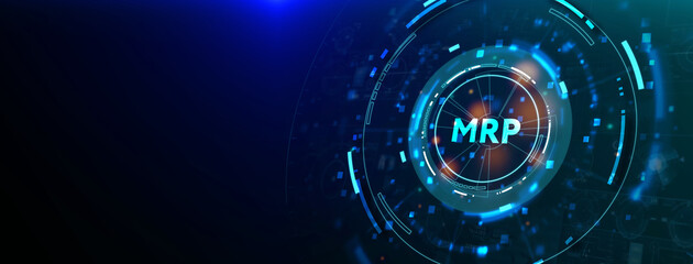 MRP Material Requirement planning Manufacturing Industry Business Process automation. 3d illustration