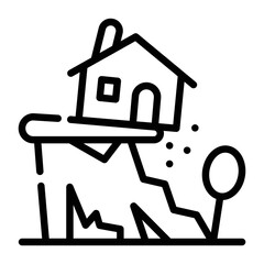 An outline icon vector of earthquake 