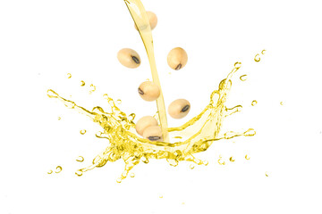 Soybean oil splash isolated on white background.