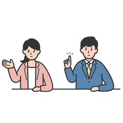 働く女性と男性の上半身イラスト