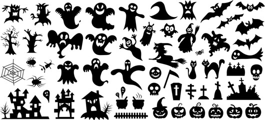 Fototapeta Big set of silhouettes of Halloween obraz