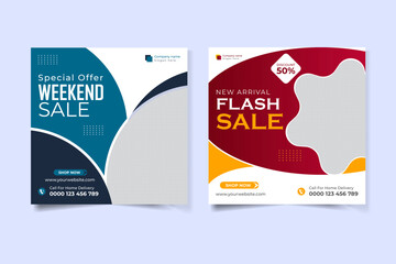 Shopping social media post template bundle