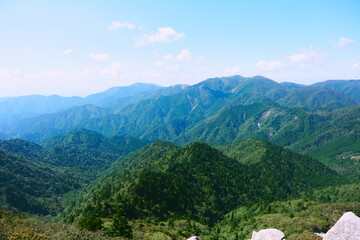 Fototapeta na wymiar 鈴鹿山脈　鎌ヶ岳の登山道からの眺め