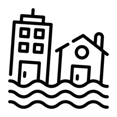 Check this line icon of water disaster