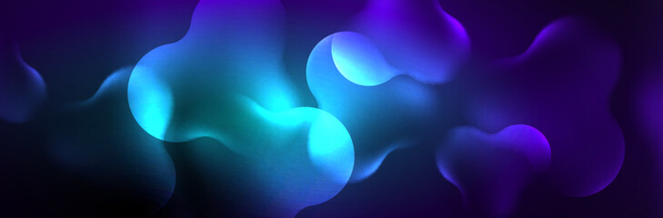 Glowing neon lights abstract shapes composition. Magic energy concept. Template for wallpaper, banner, background or landing