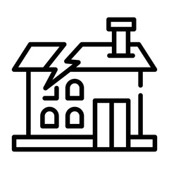 An outline icon of home damage 