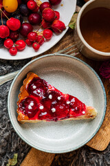 plum cake with tea, autumn days