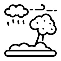 Rainstorm icon designed in outline style 