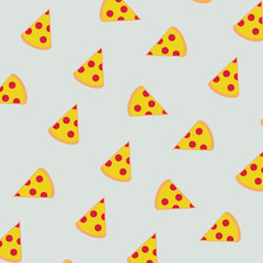 pizza pattern on gray  background. Vector fast food