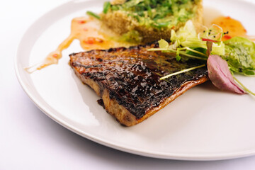 Fish dish - fried fish fillet and vegetables