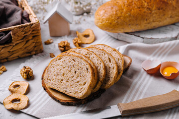 sliced bread with beautiful decorations closeup