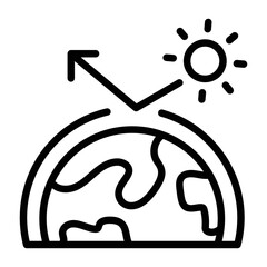 A scalable line icon of sun reflection 
