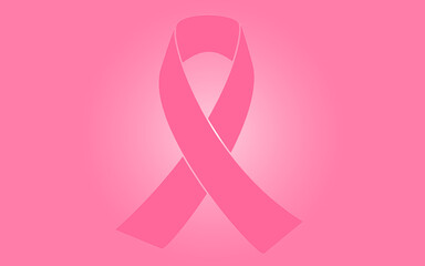 Breast Cancer Awareness Month Calligraphy. Realistic pink ribbon symbol. Breast Cancer Awareness Month Background.