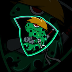 esport frog logo with ninja theme, good for your esport team logo, youtube channel and others..