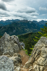 Tatra Mountains landscape with Gesia Szyja landmark, natural rock formation