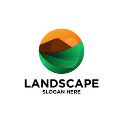 Landscape Mountain Gradient Logo Template