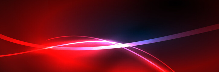 Neon glowing fluid wave lines, magic energy space light concept, abstract background wallpaper design