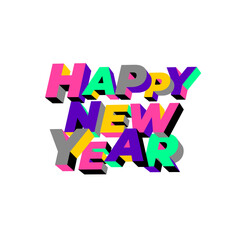 Vector illustration with Happy New Year sign for flyer template, greeting card, poster, banner or social media. Logo for Happy New Year.