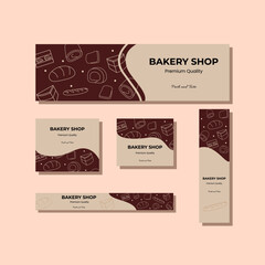 Bakery ads banner template with line style for website