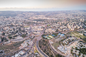 Obraz premium Jerusalem Old Town, Downtown. City of Israel. Bird's Eye View.