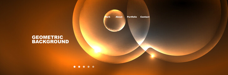 Shiny neon circles and bubbles, dark abstract background with blurred magic neon light, wallpaper design