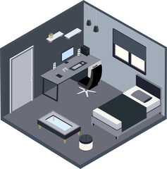 Isometric living room, interior concept.