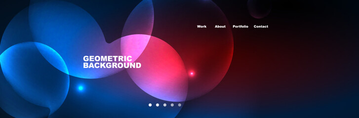 Neon glowing bubbles, circles magic energy space light concept, abstract background wallpaper design