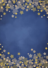 Shining star frame on night sky background for decoration on night winter party and Christmas holiday.