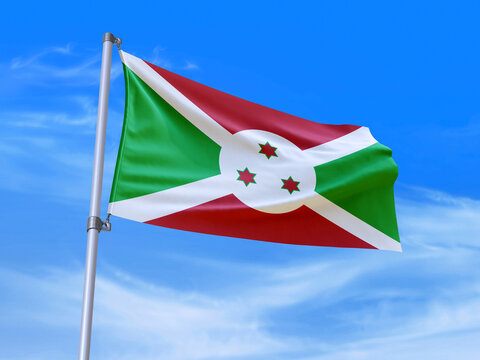 Burundi flag waving in the wind