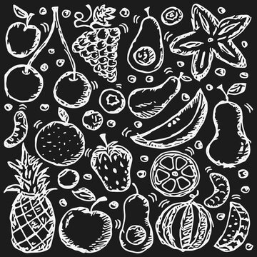 Fruit icons. doodle vector illustration with fruit icons. Fruit background