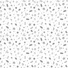 Seamless fruit pattern. doodle background with fruit icons. Fruit background