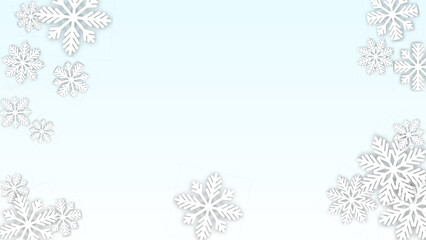 Christmas  Vector Background with Falling Snowflakes. Isolated on Red Background. Realistic Snow Sparkle Pattern. Snowfall Overlay Print. Winter Sky. Papercut Snowflakes.