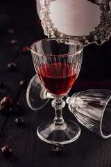 Glass of cherry brandy tincture close up