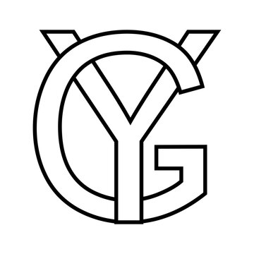 Logo sign gy yg icon nft interlaced letters g y