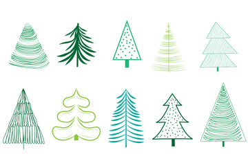 set of different green contour Christmas trees290922