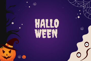 Fototapeta premium Halloween pumpkin banner background trick or threat pumpkin