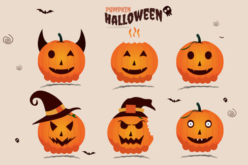 mascot Halloween pumpkin head pumpkin monster cartoon banner background trick or threat pumpkin