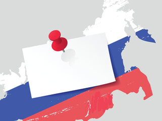 White note paper with copy space on Russian Map. Vector illustration