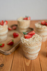 Pastries decorated with strawberries