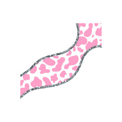 Pink Cow Pattern And Silver Shining Glitter Outline