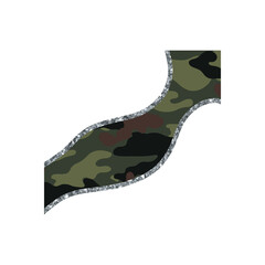 Camouflage Pattern And Silver Shining Glitter Outline