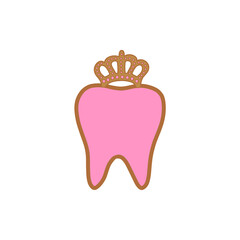 Pink Tooth With Golden Crown