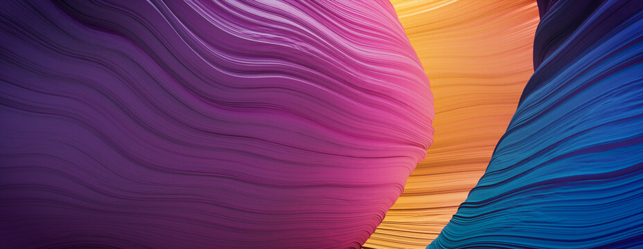 Yellow, Pink And Blue Abstract 3D Wallpaper.