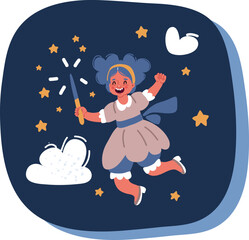 Cartoon vector illustration o cute little fairy girl
