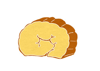 単品の伊達巻のイラスト（版画風）