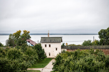 fragments of the ancient Kremlin and the white stone cathedral of Rostov the Great