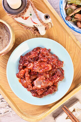  Jeotgal, salted octopus, Korean traditional food