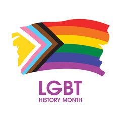National LGBT History Month vector. LGBT grunge rainbow pride flag icon vector. LGBTQIA+ paint brush flag symbol. LGBT design element isolated on a white background. Important day