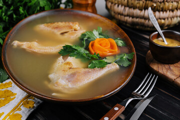 Aspic meat cold appetizers, ukrainian cuisine.