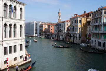 grand canal view with gondolas, Venice, Italy 